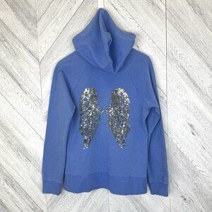 Y2K Victoria Secret Angel Wing Sparkle Sequence Full Zip Up Hoodie Womans Large